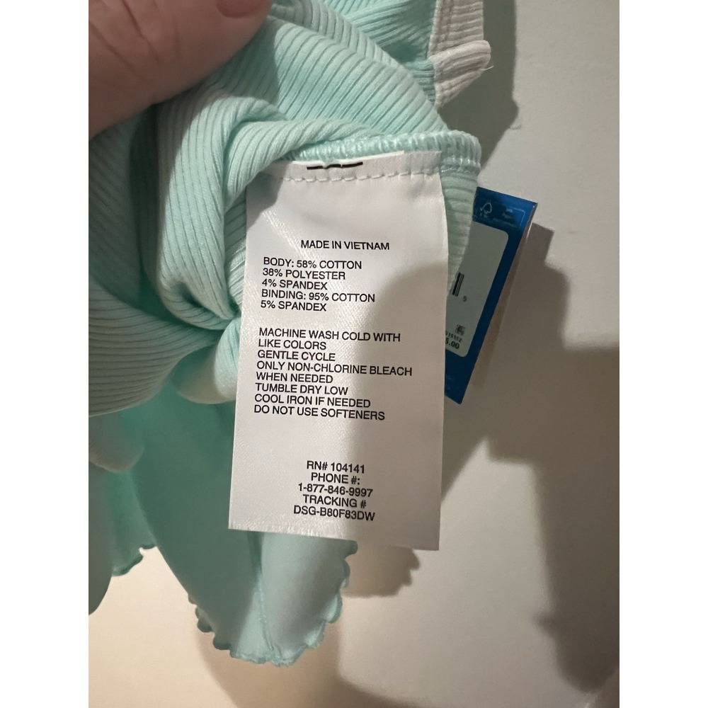 NWT DSG Girls Ribbed Ringer Racerback Tank Top Cotton Rib Size XL Aqua - Picture 4 of 5